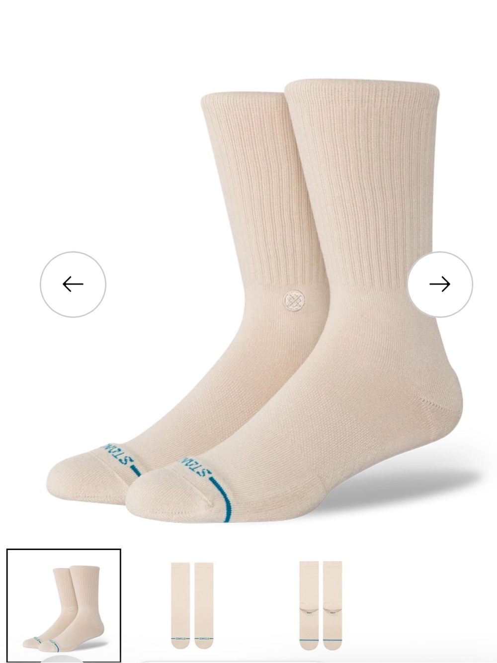Stance Cream Ribbed Oat Crew Socks